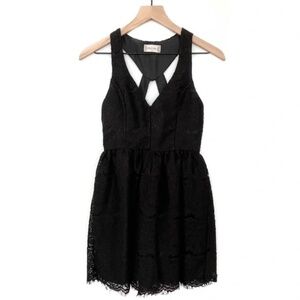 Altar’d State Black Cut Out Mini Dress Lace Strappy Fit N Flare Sleeveless XS